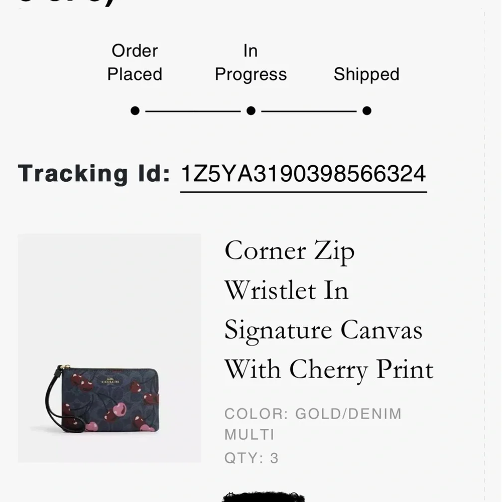 COACH Corner Zip Wristlet Blue Signature Canvas Cherry Print AUTHENTIC NWT - Picture 6 of 6